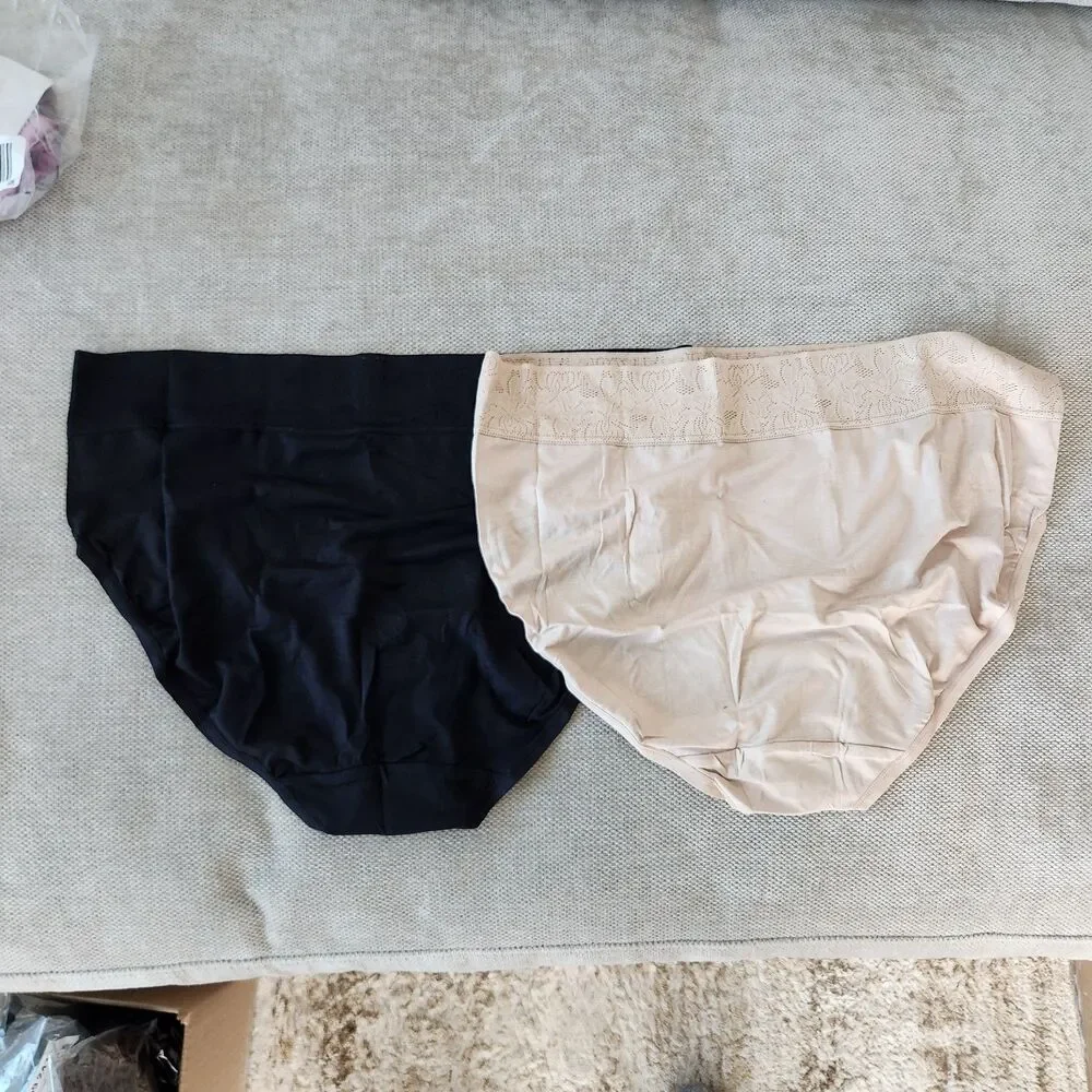 Breezies‎ 1X Modern Micro Hi Cut Brief Underwear 3 Pack Black Pink Beige Multi